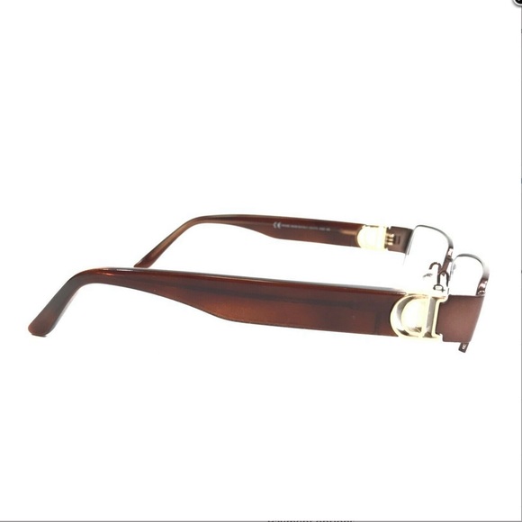 Christian Dior CD3703 AQO Eyeglasses Frames Brown Gold D Logo Half Rim 51-16-135 - Picture 5 of 8